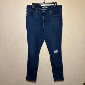 Levi's Dark Blue Skinny Jeans with Distressed Detail